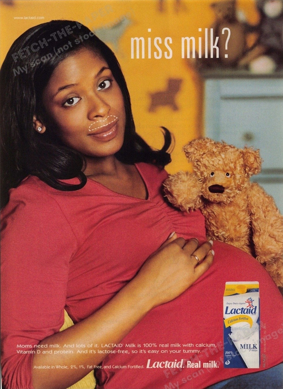 Lactaid — pregnant woman milk-mustache print ad