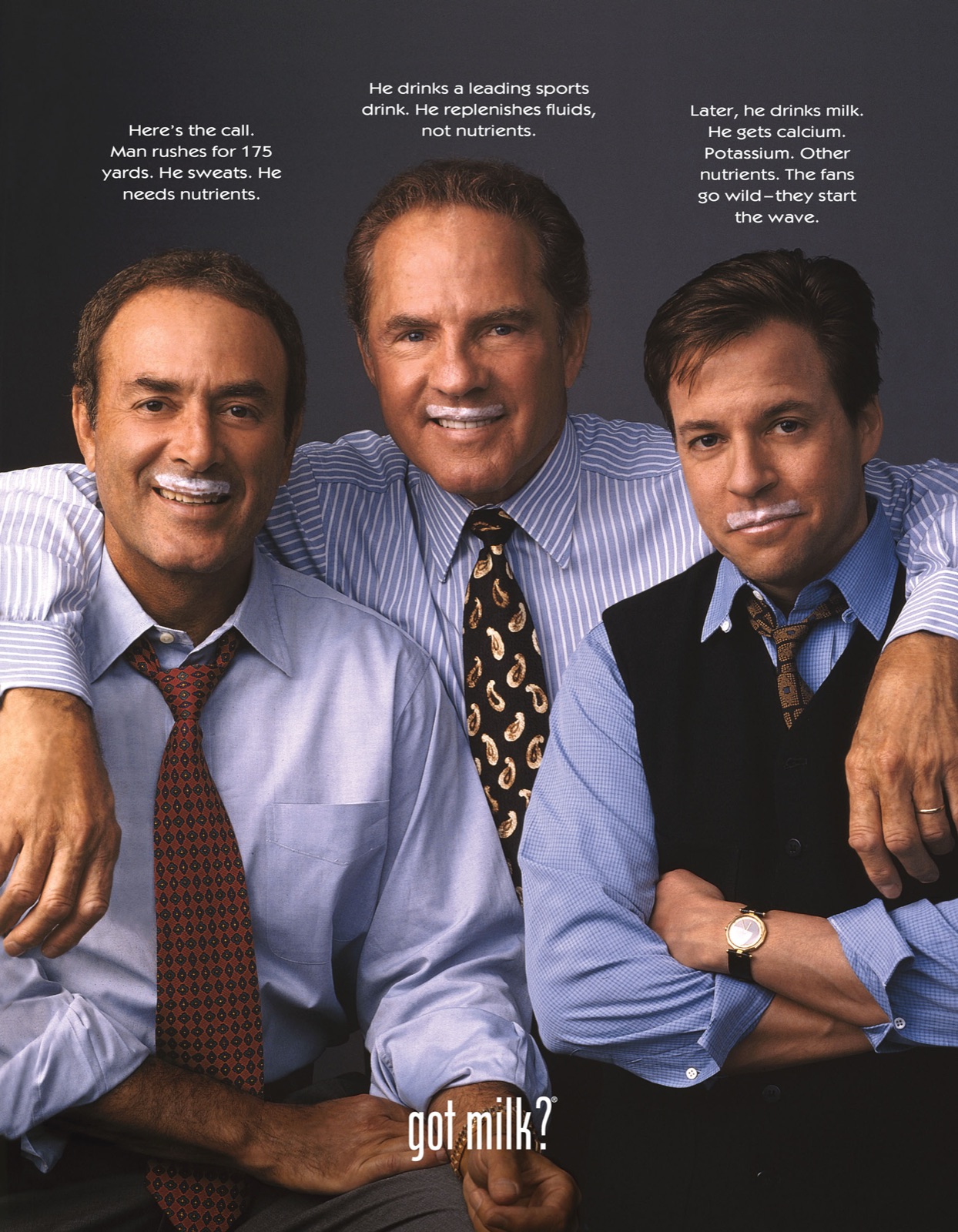 Al Michaels / Frank Gifford / Bob Costas — later “got milk?” reissue