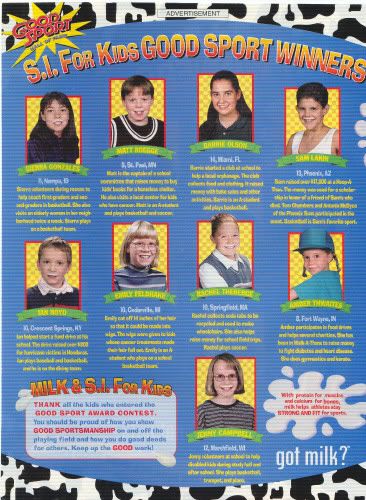 SI for Kids Good Sport Award Winners BLUE p4 — GM 1999 — the collector historical scan