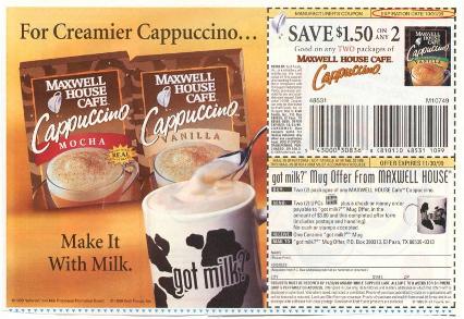 Maxwell House Cafe Cappuccino (coupon/supplement ad)